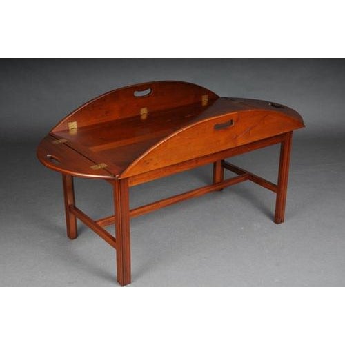 Wood Antique English Captains Coffee Table in Yew Tree For Sale - Image 7 of 9