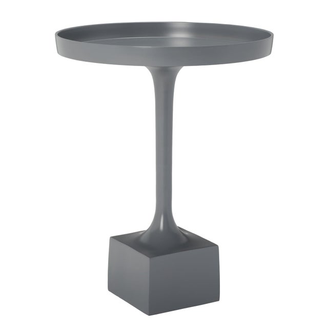 Corvus Round Side Table in Dark Grey For Sale In Philadelphia - Image 6 of 7