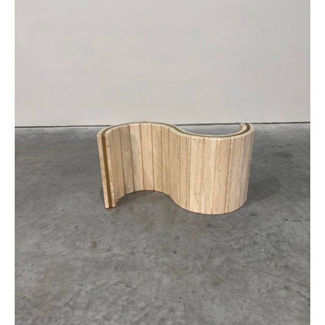 Postmod Italian Marble & Brass Glass Coffee Table For Sale - Image 10 of 10