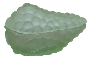 Antique French Green Uranium Glass Grape Cluster Compote Trinket Box 6"