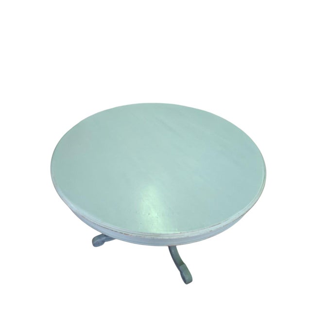 Vintage Round Table Lacquered in Sky Blue, 1960s For Sale - Image 11 of 11