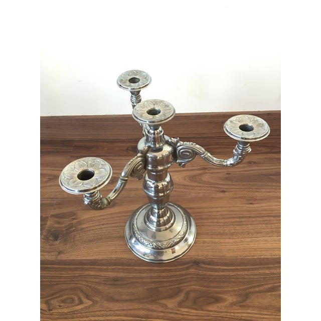 Mid-Century Modern Pair of Four-Armed Art Deco Candlesticks, 1930s-1940s, Sweden For Sale - Image 3 of 8