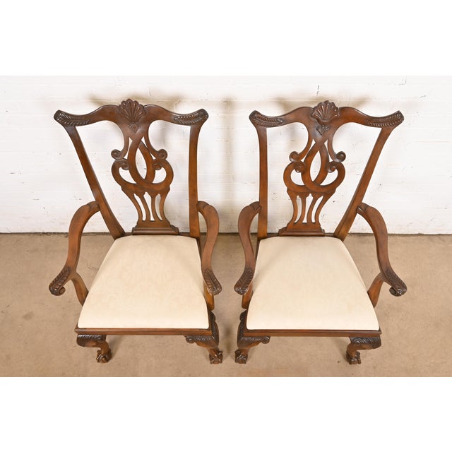 Late 20th Century Drexel Heritage Chippendale Carved Mahogany Dining Chairs, Set of Six For Sale - Image 5 of 12