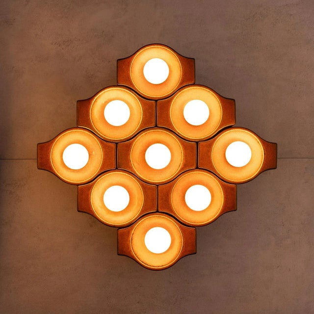 Mid-Century Wall Light or Ceiling Lamp in Brown Ceramic by Cari Zalloni for Leola, 1960s For Sale - Image 12 of 16
