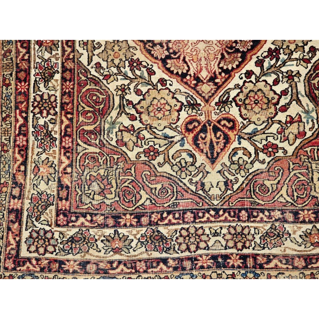 19th Century Persian Kerman Lavar Rug, Hand-Knotted Wool, Floral Design, Burgundy & Ivory, 4x6 For Sale - Image 13 of 18