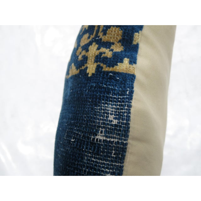 Late 19th Century Zabihi Collection Blue Chinese Rug Pillow For Sale - Image 5 of 5