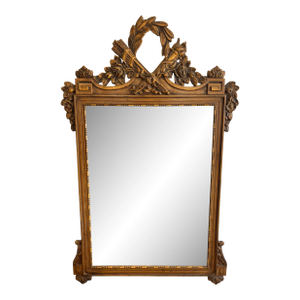 Early 20th Century French Louis XVI Carved Gilt Flame and Quiver Mirror