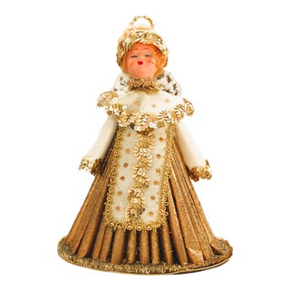 1950's Golden Glitter Sequin Cone Angel Christmas Holiday For Sale