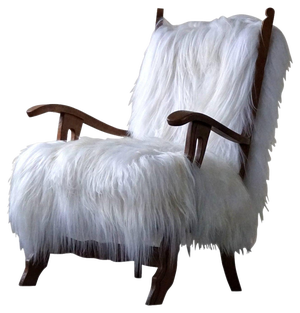 Vintage Armchair in Longhaired Icelandic Sheepskin by by Henning Kjærnulf, 1950