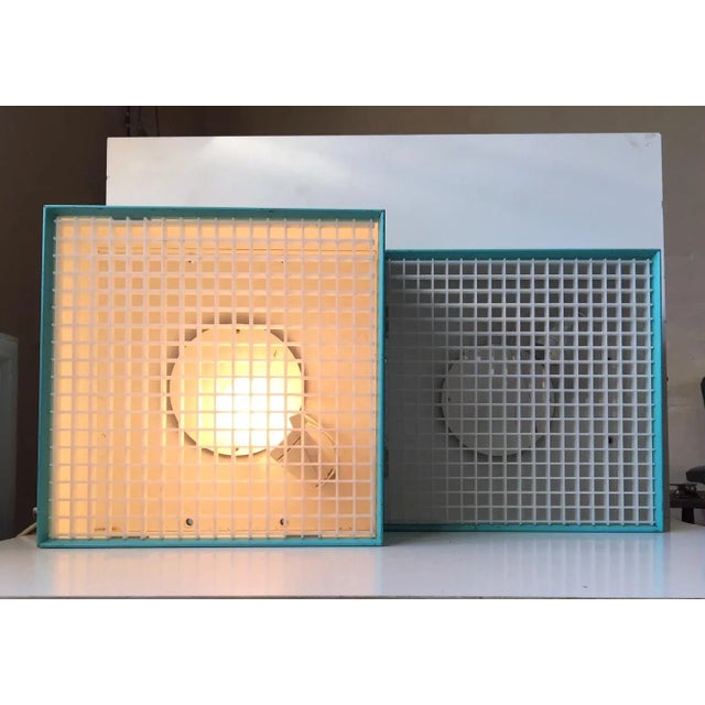 1960s Vintage Danish Turqouise Flush Mounts by Ejlers & Graversen for Fog & Mørup, 1968, Set of 2 For Sale - Image 5 of 9