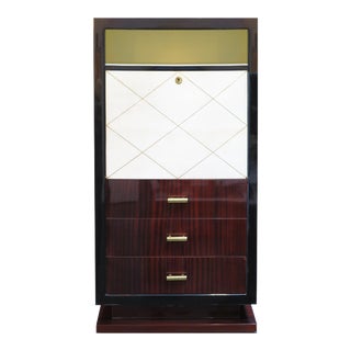 French Art Deco Rosewood and Parchment Secretary From 1930's For Sale