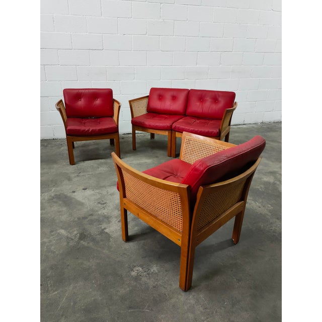 Red Vintage Danish Chairs and Sofa from CFC Silkeborg, 1980, Set of 3 For Sale - Image 8 of 8