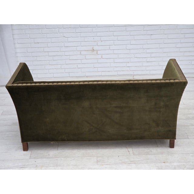 Danish 2-Seater Sofa in Green Velour and Oak, 1970s For Sale - Image 15 of 18