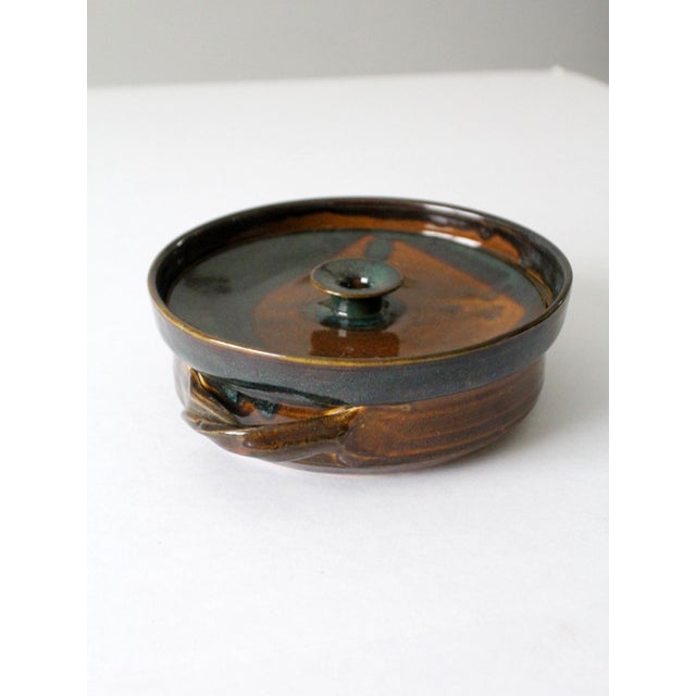 Vintage Handmade Studio Pottery Serving Bowl With Lid For Sale - Image 9 of 12
