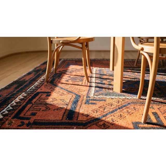 Textile 1900s Brown Geometric Tribal Antique Baluch Turkman Rug 3' X 5'4" Handknotted Wool Carpet For Sale - Image 7 of 9