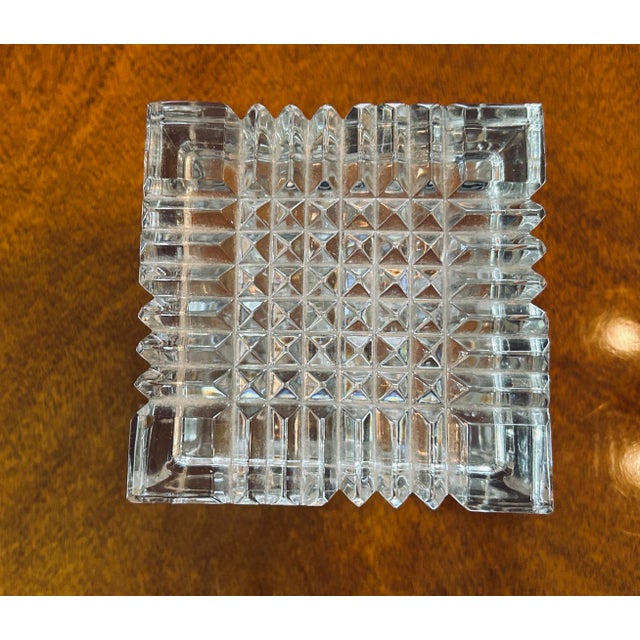 Traditional Vintage Crystal Trinket Box Faceted Cube With Lid For Sale - Image 3 of 5