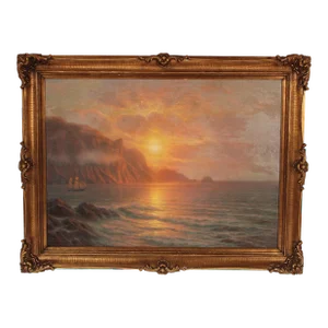 Johannes Harders (1871-1950) Coastal Painting at Sunset