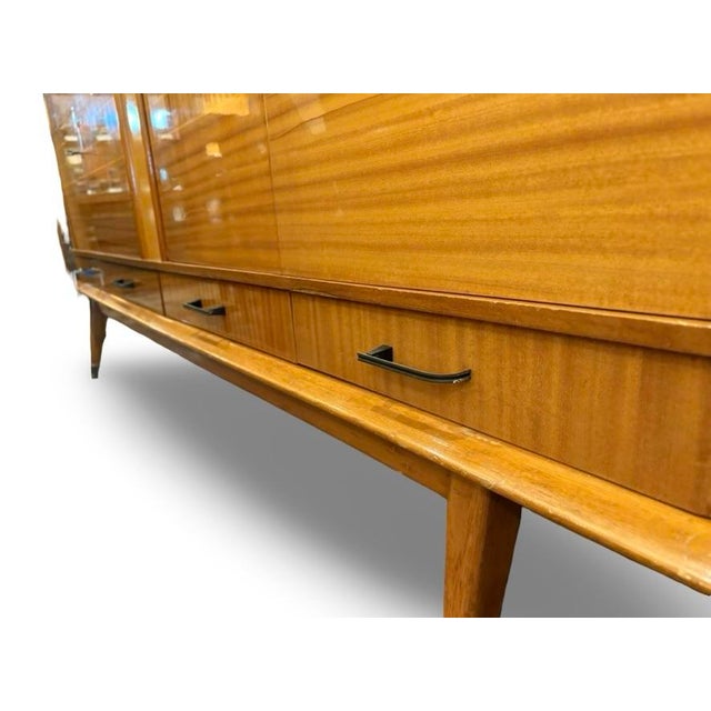 1960s 1960s Mid-Century Modern French Mahogany Sideboard Credenza With Brass Accents For Sale - Image 5 of 12