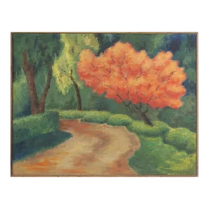Vintage Maple Tree Lane Landscape Acrylic Painting by Eleanor Perry
