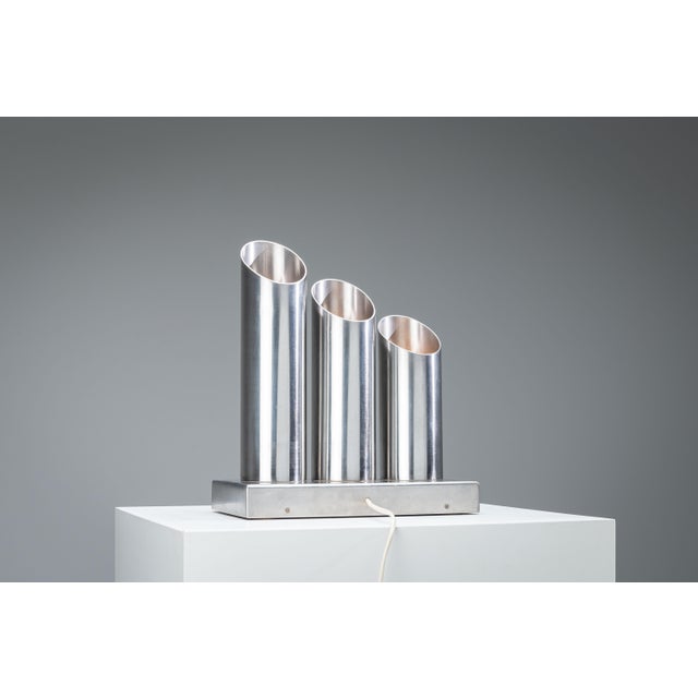 Triple Column Table Lamp in Stainless Steel attributed to Goffredo Reggiani, 1960s For Sale - Image 11 of 18