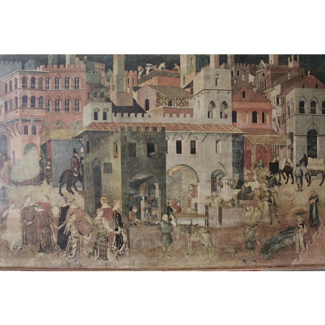 This is a unique reproduction of a classic Italian masterwork, "The Effects of Good Government" by Ambrogio Lorenzetti...