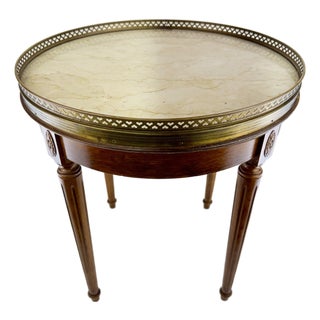 Vintage Mid 20th Century Louis XVI Style Mahogany Marble Top Guéridon Side Table For Sale
