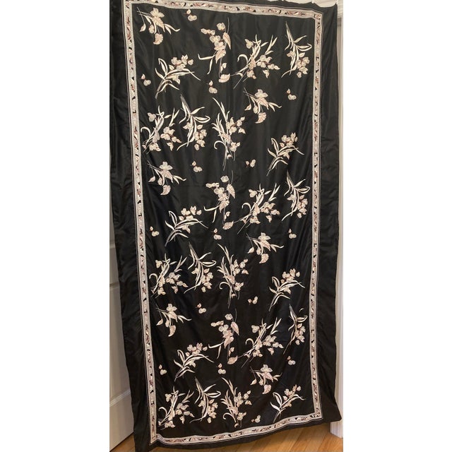 Art Nouveau Floral Embroidered Silk Textile Vintage Wall Hanging For Sale - Image 13 of 16