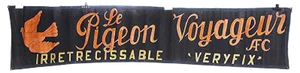 Black & Red Canvas Advertising Pigeon Voyageur Banner, 1950s