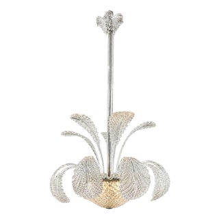 Mid-Century Modern Murano Glass Leaf Chandelier, Italy, 1940s For Sale