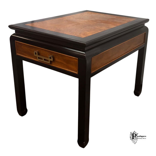 Century Furniture Vintage Century Raymond Sobota Chin Hua Collection Chinoiserie Style Burl Wood Side Table For Sale - Image 4 of 12