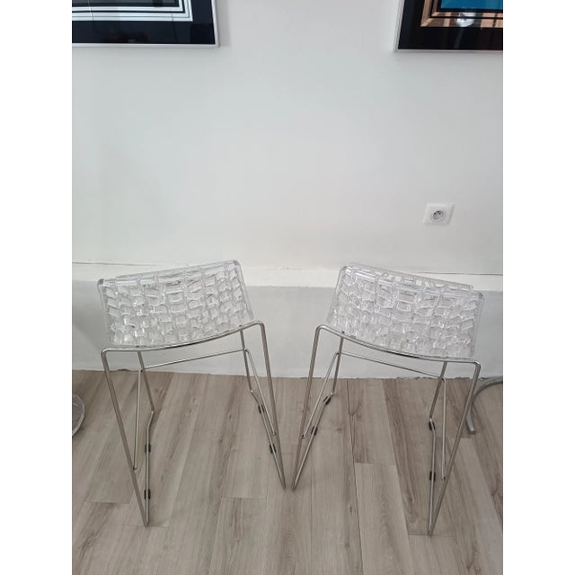 Silver Italian Spider High Stools, 2000s, Set of 2 For Sale - Image 8 of 10