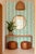Garden Leaf Stripe Grasscloth Wallpaper by House Party | Sage & Mint Green | 8 Yards For Sale In Charlotte - Image 6 of 7