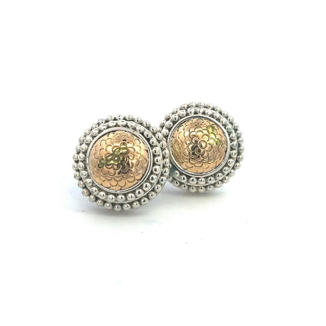 1990s Pair of John Hardy Estate Clip on Earrings Silver 18k Yellow Gold For Sale - Image 9 of 9