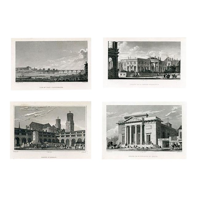 1830s, Views of Paris Prints, Set of 4, Original Antique Engravings, England For Sale