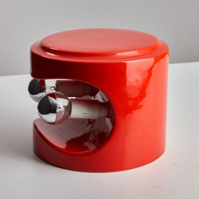 Orange Ceramic Table Lamp from Perdomello 70, 1970s For Sale - Image 5 of 11