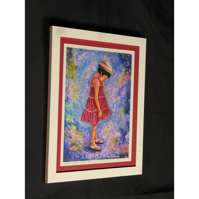 Framed Girl Portrait Print in White Frame For Sale In Miami - Image 6 of 6