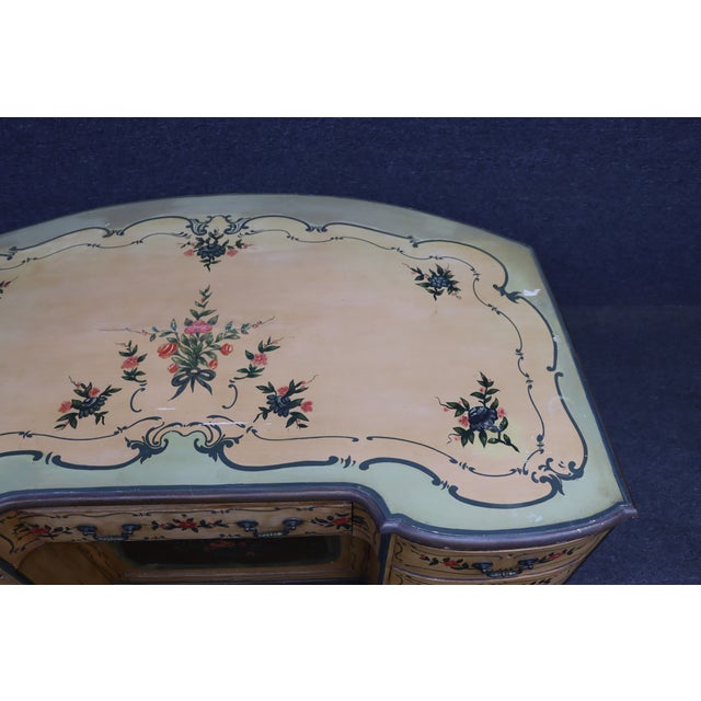 Venetian Style Hand-Painted Kneehole Desk For Sale - Image 4 of 18