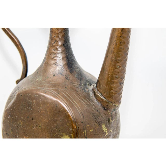 Antique Islamic Qajar Persian Copper Ewer 19th Century For Sale - Image 10 of 12