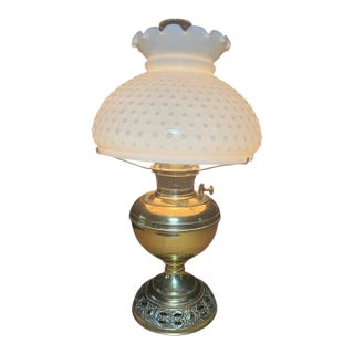Bradley and Hubbard 1880's "Patent Applied For", Hobnail Milk Glass "Ring of Fire"' Shade For Sale