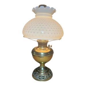 Bradley and Hubbard 1880's "Patent Applied For", Hobnail Milk Glass "Ring of Fire"' Shade