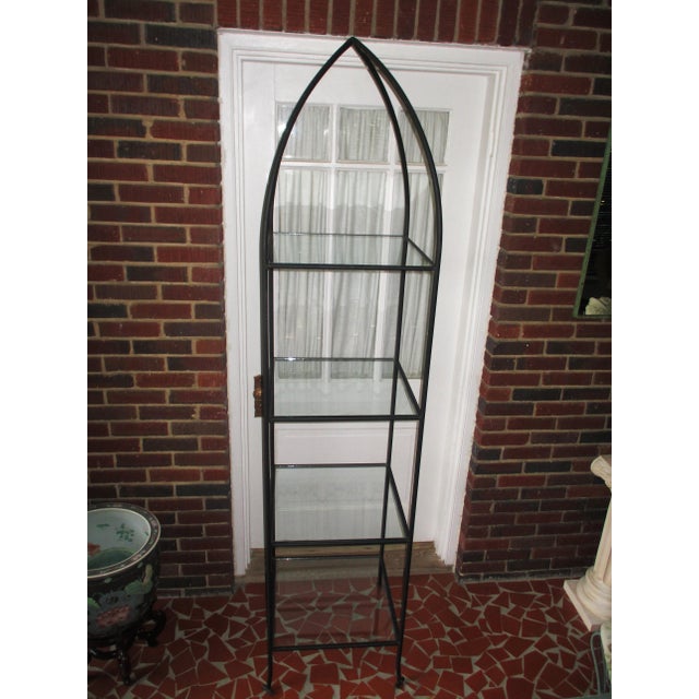 Vintage Regency Iron & Glass 4 Tier Crown Top Display Shelf Case / Etagere For Sale In Columbia, SC - Image 6 of 10