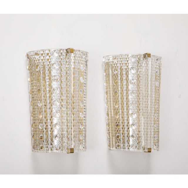 Mid 20th Century 1960"s Large Demi Lune Sconces by Carl Fagerlund for Orrefors - a Pair For Sale - Image 5 of 12