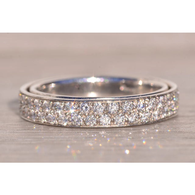 Contemporary The Daphne: Designer Signed Pave Two Row Natural Diamond Band in Platinum For Sale - Image 3 of 7