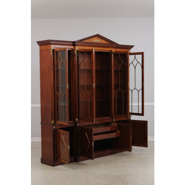 Kindel Furniture Kindel Neoclassical Mahogany Breakfront Bookcase For Sale - Image 4 of 18