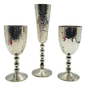 1980s Emilia Castillo Silver Plated “Musical” Goblets & Champagne Flute, Taxco Mexico