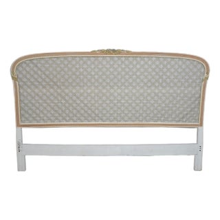 Painted French Style Cane King Size Bed Headboard For Sale