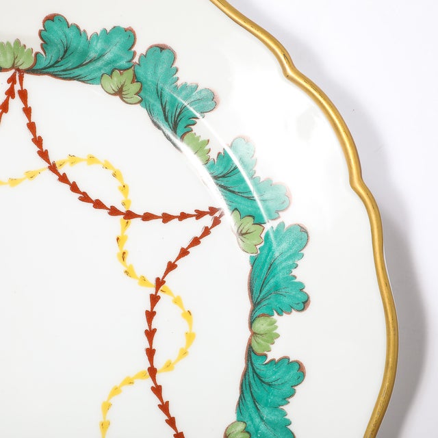 Mid 20th Century Set of 16 Turquoise & 24k Gilt Border Porcelain Dinner Plates by Hutschenreuther For Sale - Image 5 of 16