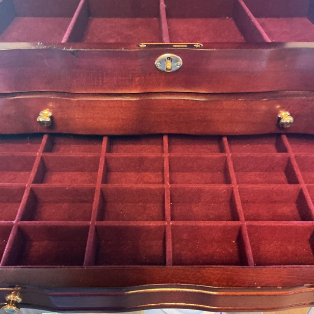 3 Drawer Lift-Top Locking Jewelry Box For Sale - Image 10 of 11