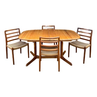 Mid 20th Century Danish Modern Teak Dining Set With 4 Niels Otto Møller Model 85 Chairs for for j.l. Møllers Møbelfabrik For Sale