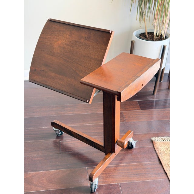 1970s 1970s Scandinavian Modern Danish Modern Rosewood Rolling Tray Table Adjustable MCM Laptop Side Table For Sale - Image 5 of 10